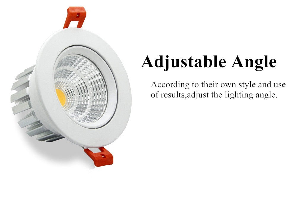 DBF Super Bright LED COB Recessed Downlight Dimmable 6W 9W 12W Angle Adjust Ceiling Spot Light Home Lighting 3000K/4000K/6000K