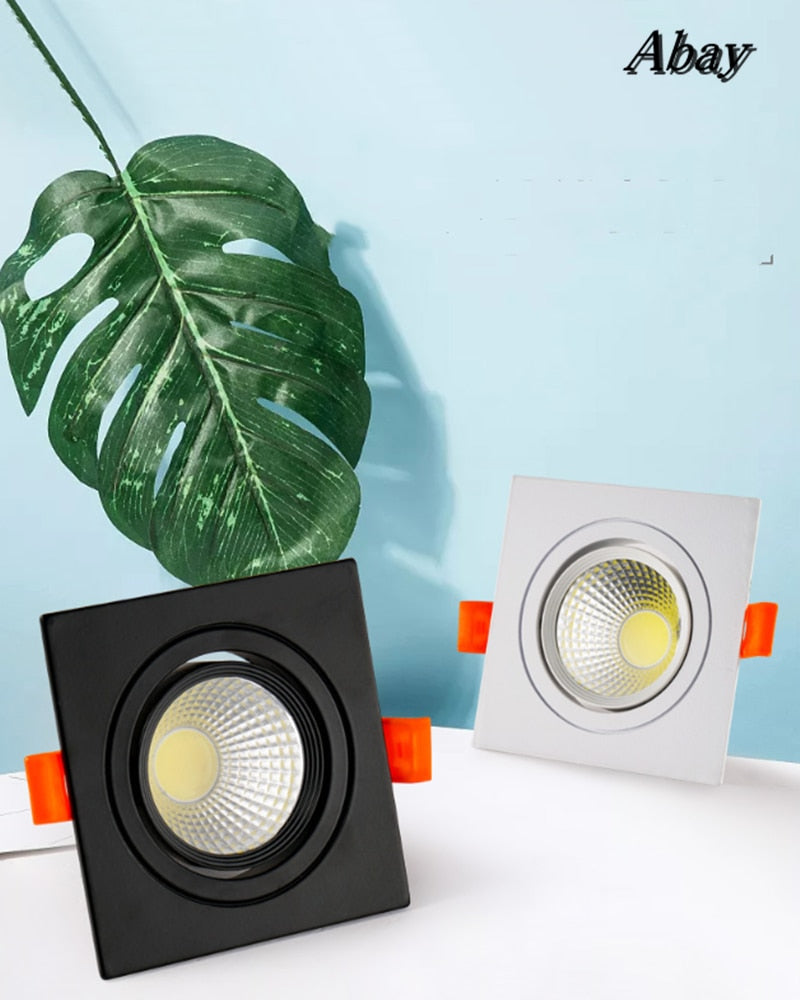 Recessed Square Dimmable LED Downlights 7W 9W 12W COB LED Ceiling Lamp AC85-265V Warm/Cold White LED Spot Lights Indoor Lighting