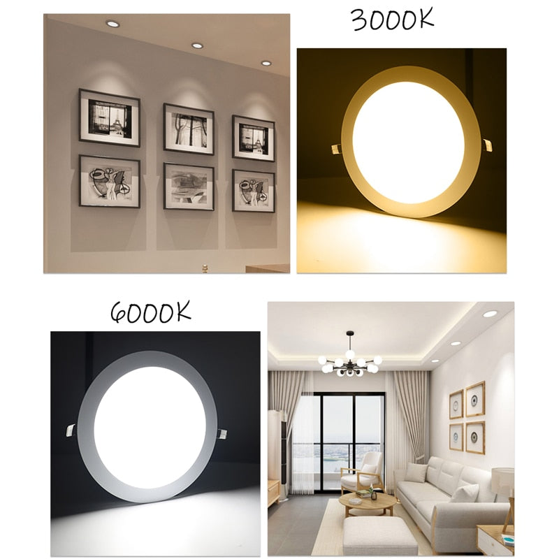 LED Ultra thin Downlight lamp 3W 4W 6W 9W 12W 15W 18W 24W led ceiling recessed grid downlight slim round square led panel light