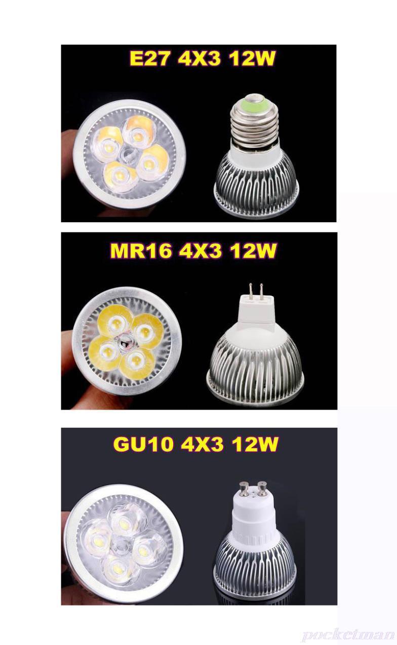 Super Bright 9W 12W 15W GU10 LED Bulbs Light 110V 220V Dimmable Led Spotlights Warm/Cool White GU10 LED downlight zk40