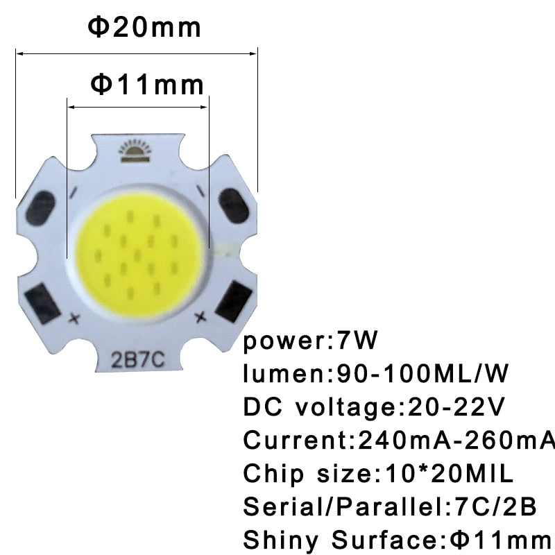 High Power LED 20 pcs a lot 3W 5W 7W 10W COB Light Beads LED lamp Bead LED Bulb Chip Spot Light Downlight Diode Lamps