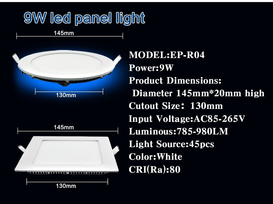 DBF Ultra Thin Dimmable Led Panel light 3W 4W 6W 9W 12W 15W 18W Round/Square Dimming LED Ceiling Recessed Light LED Downlight