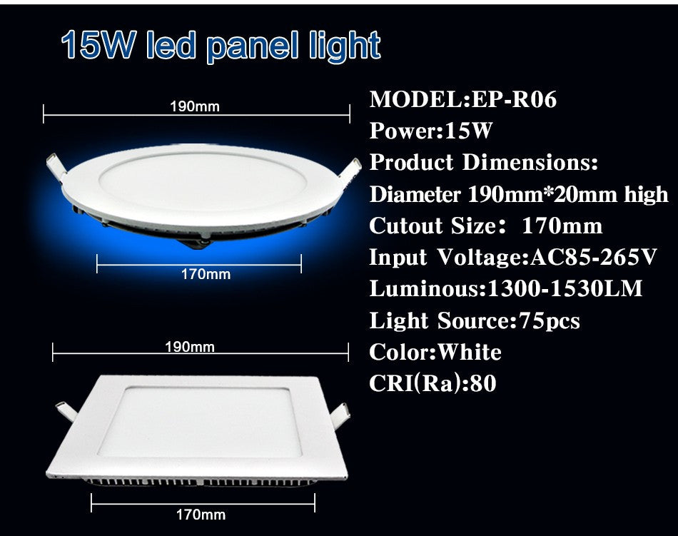 DBF Ultra Thin Dimmable Led Panel light 3W 4W 6W 9W 12W 15W 18W Round/Square Dimming LED Ceiling Recessed Light LED Downlight