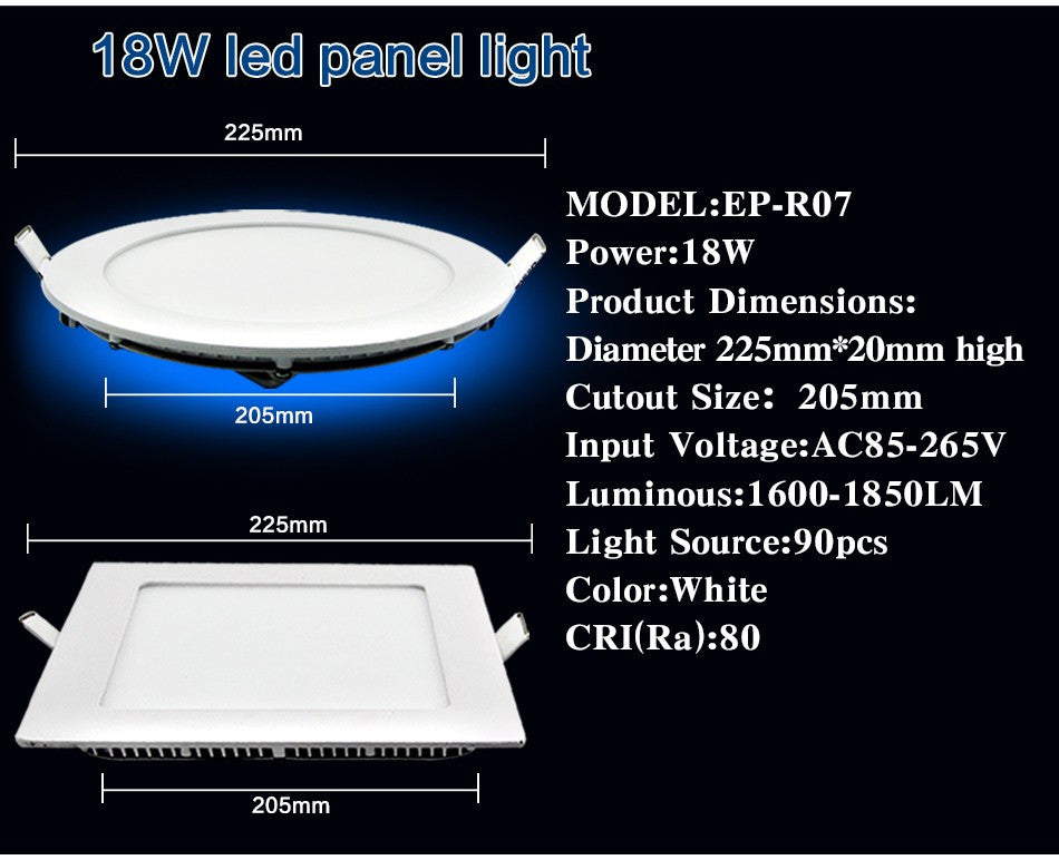 DBF Ultra Thin Dimmable Led Panel light 3W 4W 6W 9W 12W 15W 18W Round/Square Dimming LED Ceiling Recessed Light LED Downlight
