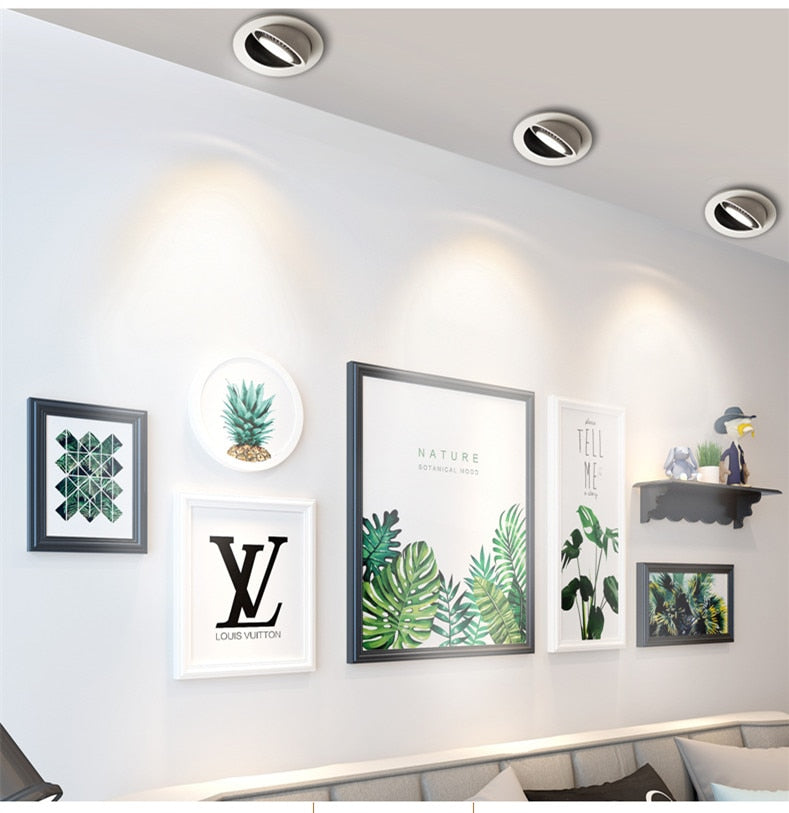 Dimmable recessed LED Downlights Angle Adjustable COB Ceiling Lamp Spot Lights 7w 9w 12w 15w 18w Rotating LED downlight AC85-265V