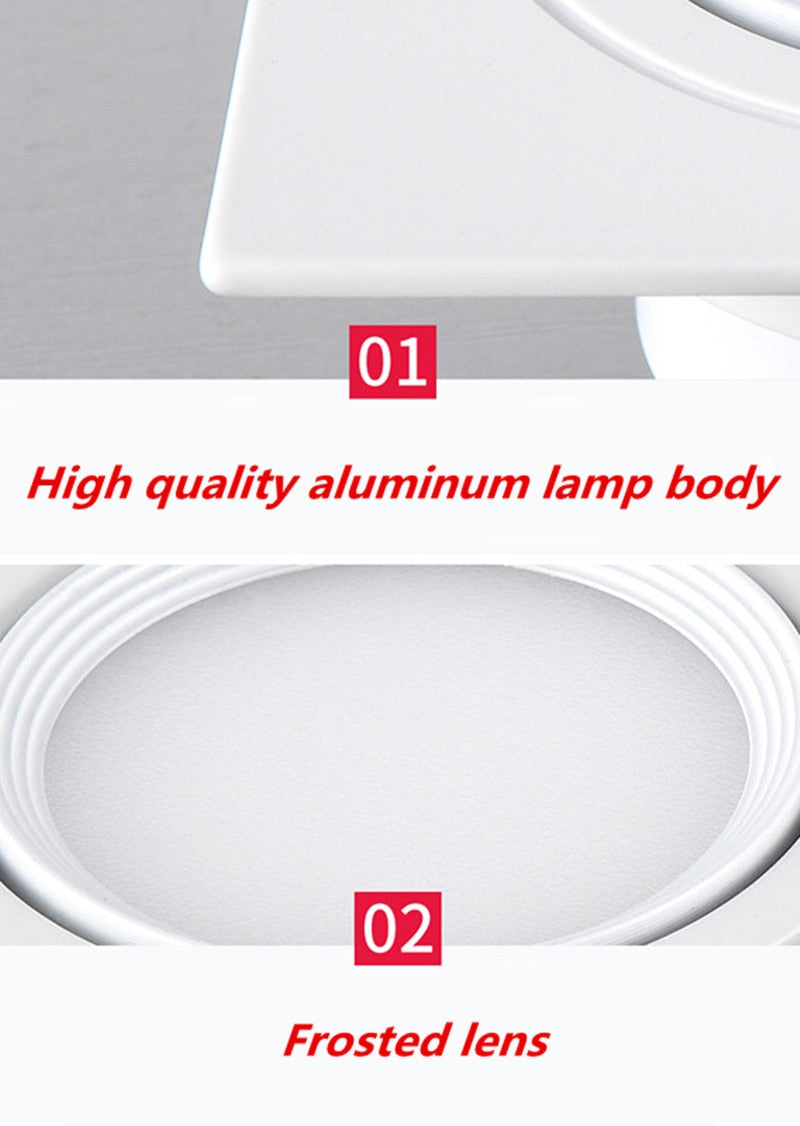 Square Bright Recessed white black LED Dimmable Downlight COB 7W 10W 14W 20W LED Spot light decoration Ceiling Lamp AC85-265V