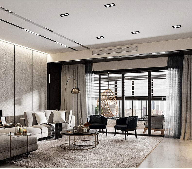 Square Bright Recessed white black LED Dimmable Downlight COB 7W 10W 14W 20W LED Spot light decoration Ceiling Lamp AC85-265V