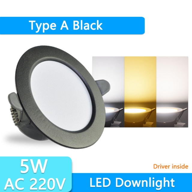 Downlight 3W 5W 15W 18W led Downlight 3000k 4500K 6000K AC220V-240V recessed led downlight Kitchen living room Indoor downlight