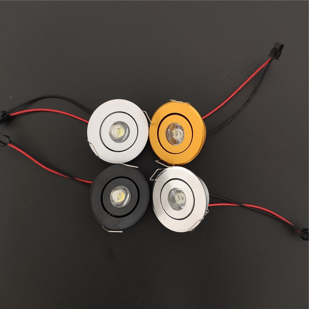 led mini downlight ac/dc 12v 1W recessed spot light black/white/silver/Gold with dimmable driver hole size 42-45mm