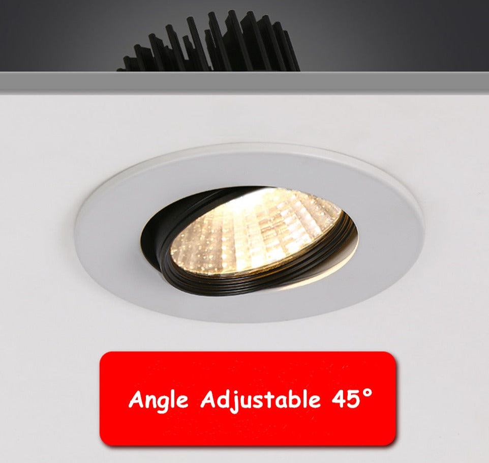 Angle Adjustable COB LED Recessed Spot Lights Dimmable 5W 9W 12W 3000K/4000K/6000K LED Ceiling Downlights AC110/220V