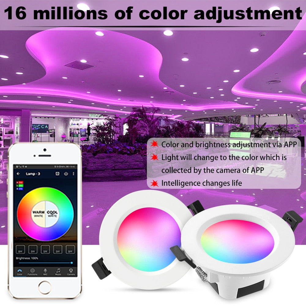 LED 10X 9W 5W RGB Warm Cool White 5in1 LED Ceiling Lamp DownLight WIFI/Bluetooth Spotlight APP/Music Remote Controller Timer Dimmer