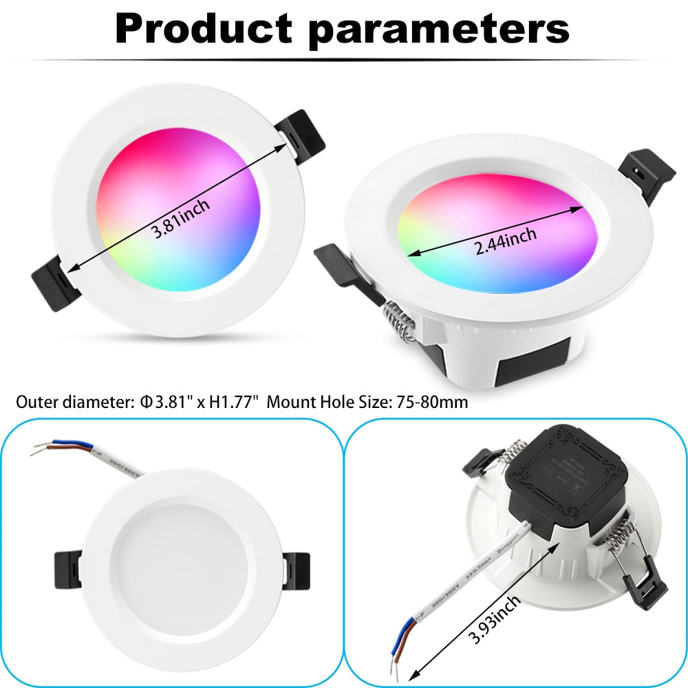 RGB Warm Cool White 5in1 LED Ceiling Lamp DownLight 6W 9W 5W 15W WIFI/Bluetooth Spotlights APP/Music Controller Timer Dimmer