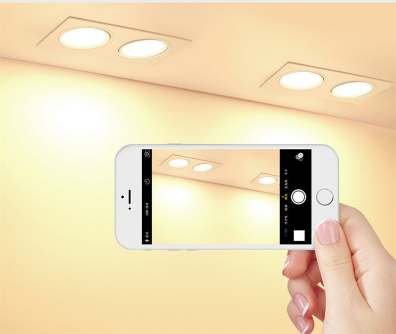 Dimmable Square LED COB Spotlights Ceiling lamp AC85-265V 7W 10W 12W 14W 20W 24W recessed Downlights LED Panel light indoor lighting