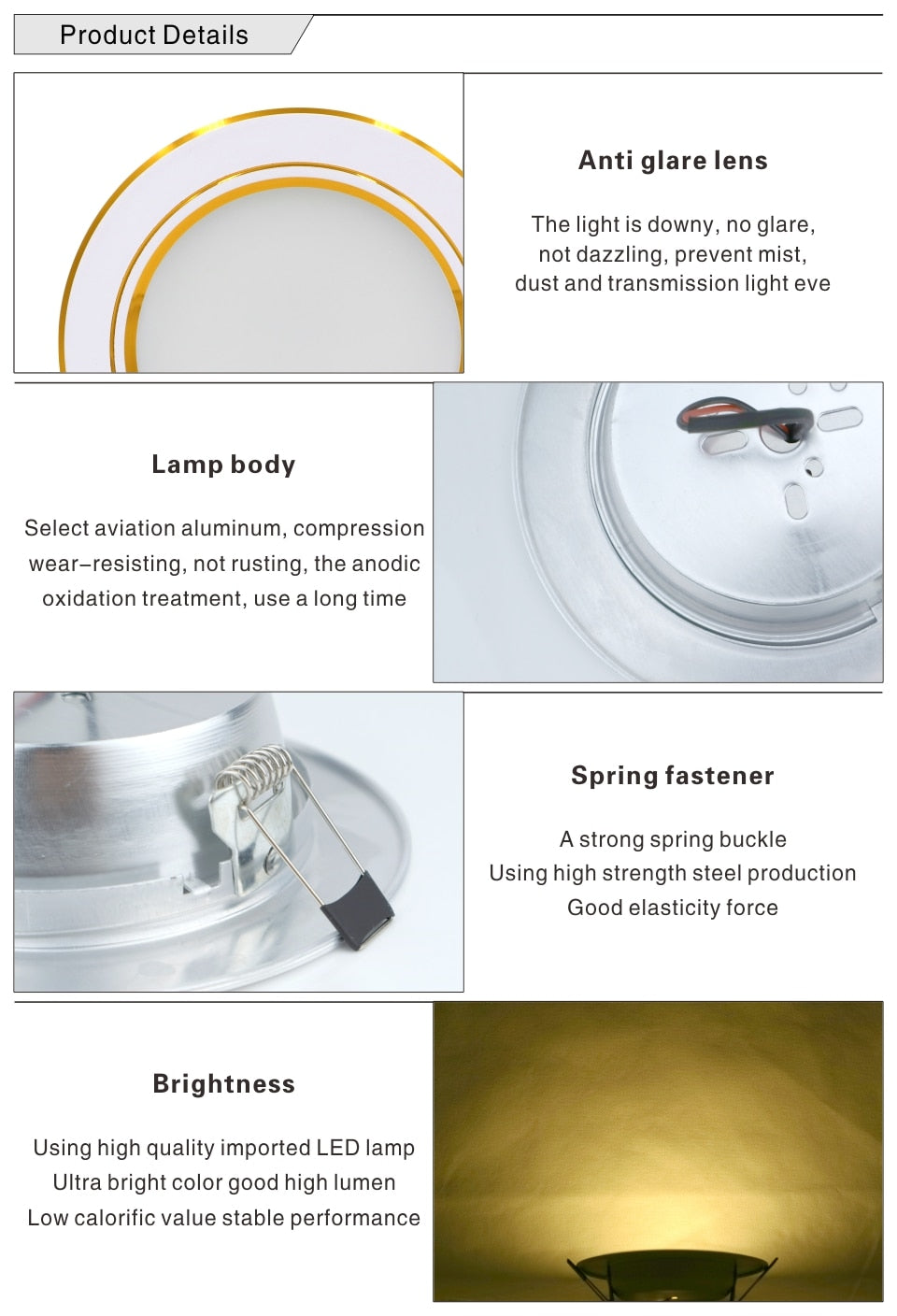 Led Downlight 5W 9W 12W 15W 18W 220V Ceiling Light Recessed Down light Round Led Panel Light Cold Warm white LED Spot light