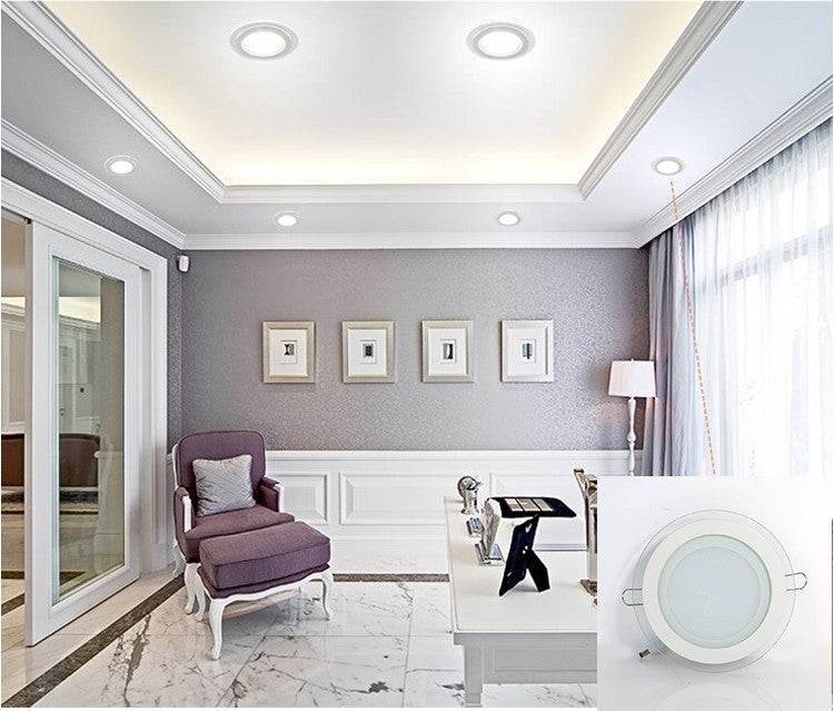 LED Panel Glass Square Downlight Dimmable Super Bright round Ceiling Recessed Panel Lights LED Spot Light Bulb AC110V 220V