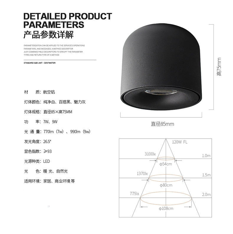 LED wall mounted downlight ceiling cob Nordic spotlights living room Corridor Home Round Scandinavian Spotlight Villa COB lamp