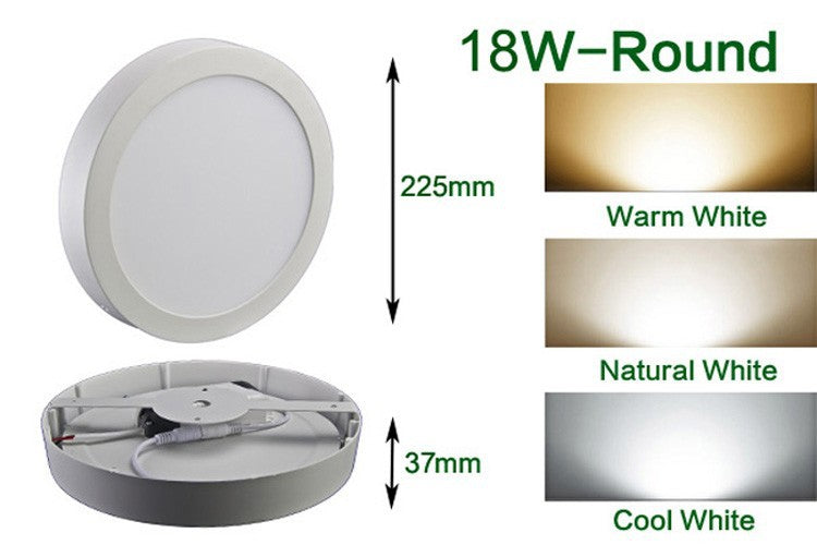 High brightness 6W 12W 18W 24W Round/Square LED panel light surface mounted downlight lighting LED ceiling down lamp AC85-265V