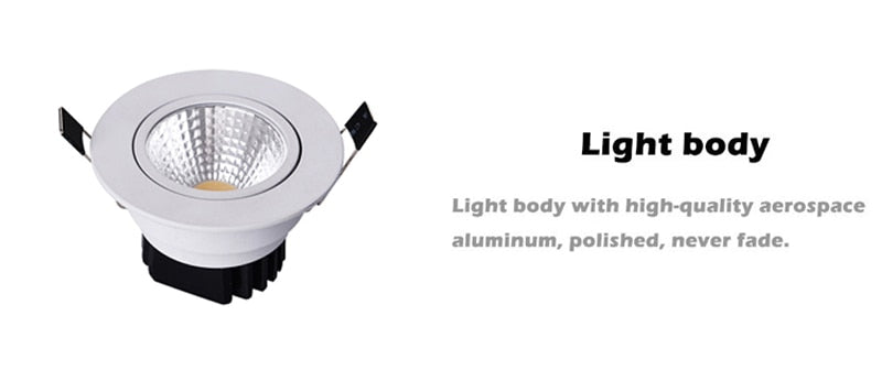 QLTEG Dimmable Led downlight light COB Ceiling Spot Light 3w 5w 7w 12w AC85-265V ceiling recessed lamps Indoor Lighting 4000K