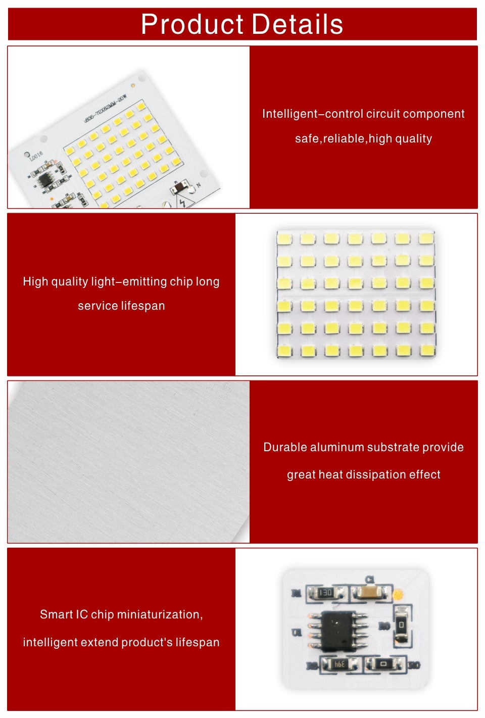 SMD 2835 LED Chip 100W 50W 30W 20W 10W Flood Light Beads AC 220V-240V Led Floodlight Lamp DIY For Outdoor Lighting Spotlight