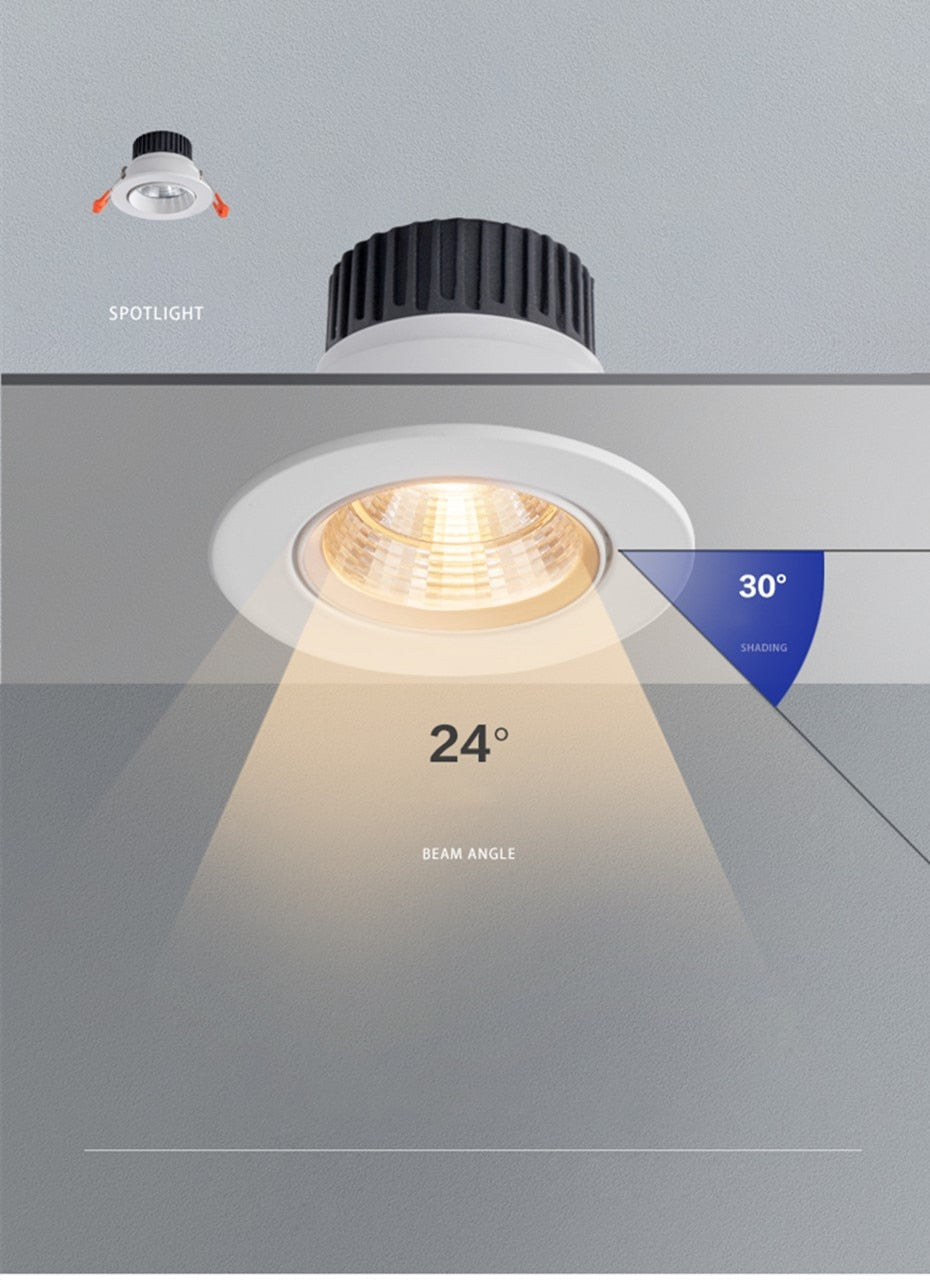 Dimmable LED Downlight AC110V 220V 5W 9W 12W Recessed Ceiling downlight LED Recessed Ceiling lamp Spot light For home lights