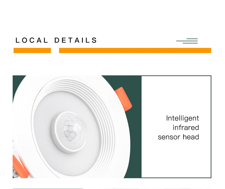 PIR Sensor Motion LED Downlight Night Light Recessed Ceiling Spot Lamp 20W 15W 10W 5W Downlight Bathroom Kitchen Indoor Lights