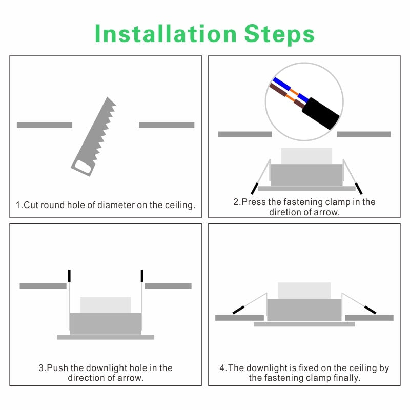 LED Downlight 3W 5W 7W 9W 12W AC220V 230V 240V Warm White Cold White Recessed LED Lamp Spot Light Led Bulb for Bedroom Kitchen