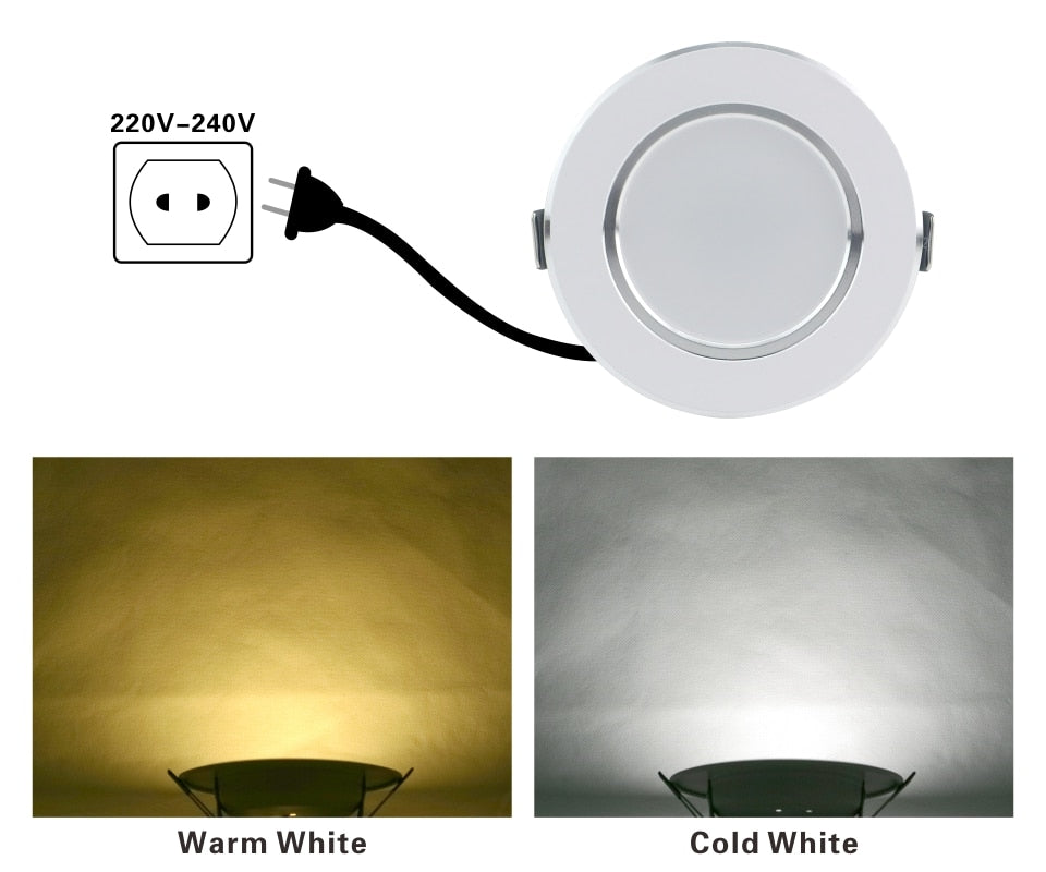 LED Downlight 3W 5W 7W 9W 12W AC220V 230V 240V Warm White Cold White Recessed LED Lamp Spot Light Led Bulb for Bedroom Kitchen