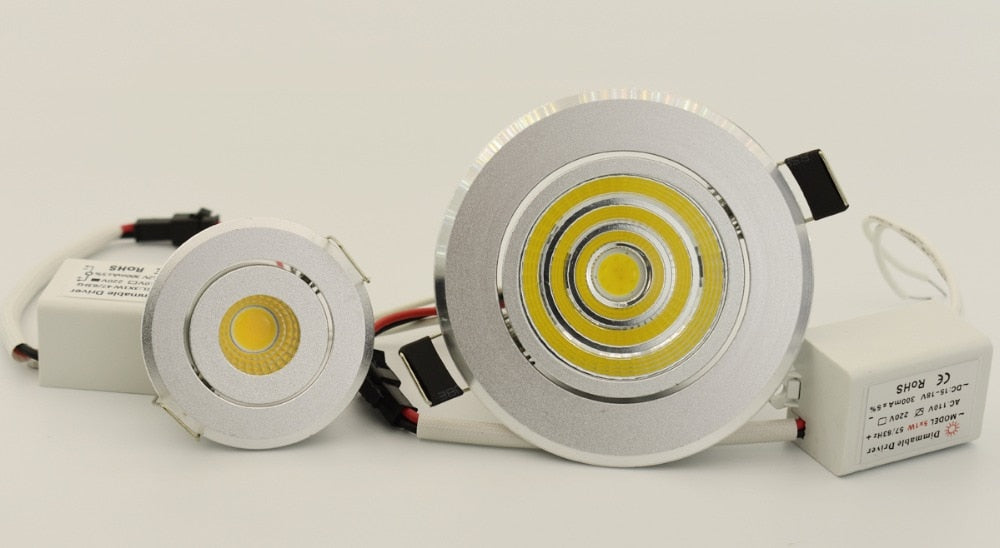 Silver spot led Mini 3W 5W 7W COB LED Downlight Dimmable Recessed Lamp Light for ceiling home office hotel 110V 220V