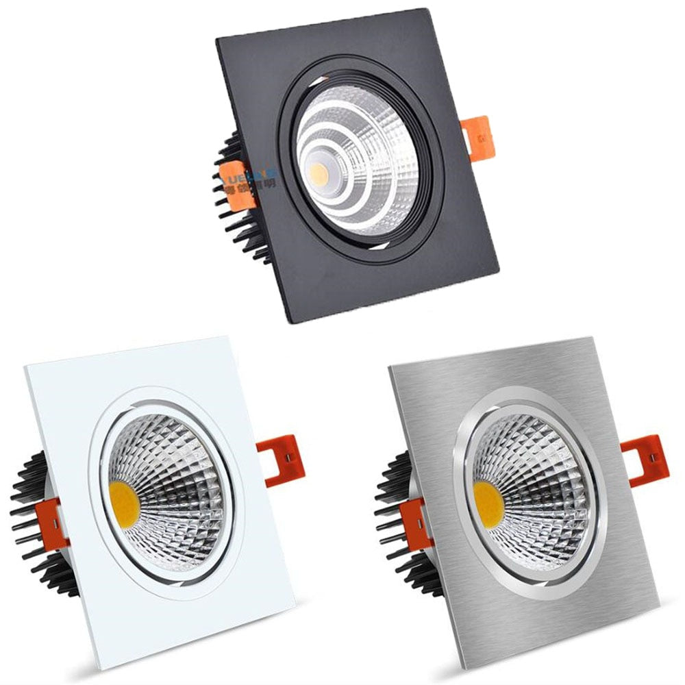 Recessed Square Dimmable LED Downlights 7W 9W 12W COB LED Ceiling Lamp AC85-265V Warm/Cold White LED Spot Lights Indoor Lighting