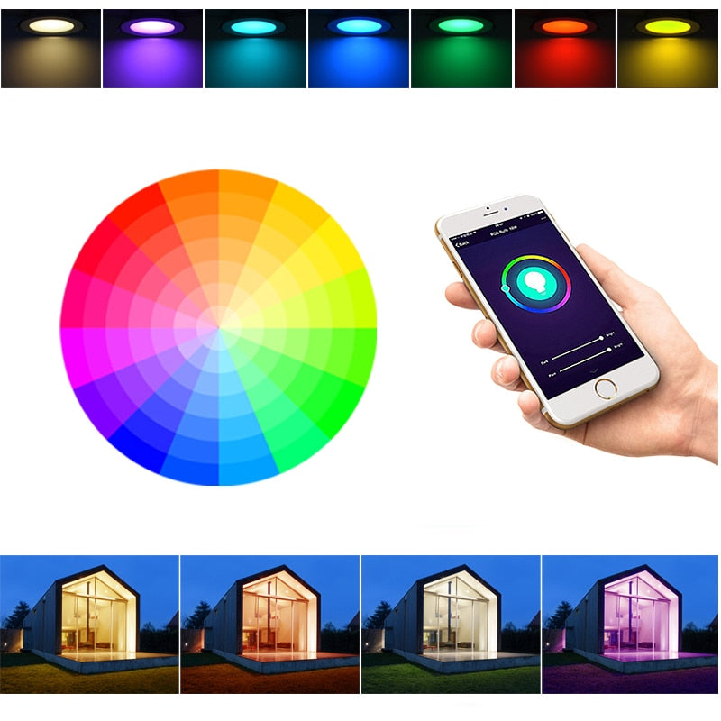 Smart Led Downlight RGB Recessed Round Spotlight Smart Home Tuya WiFi Dimmable Indoor lights Fixture 5W/7W/9W/15W CW+WW+RGB