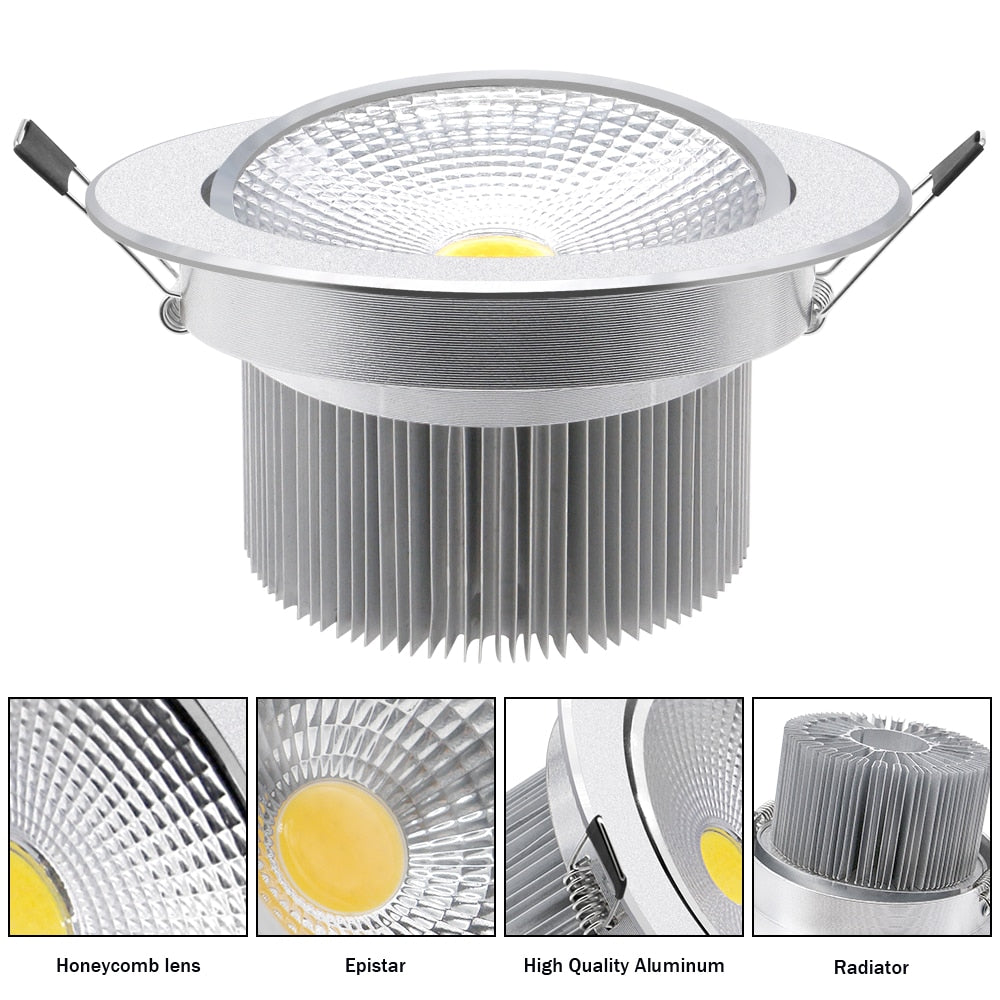 DBF High Power COB Downlight Dimmable Recessed LED Ceiling Lamp 7W 9W 12W 15W 18W LED Spot Light with AC85-265V LED Transformer