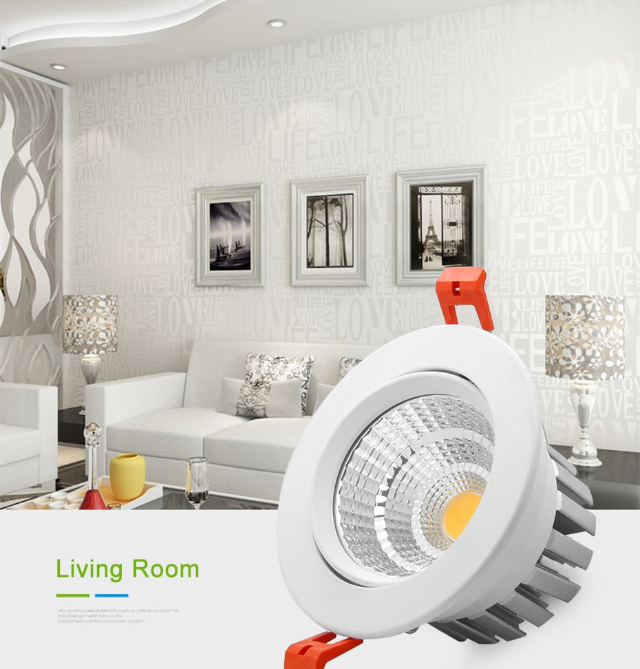 DBF Fast Heat Dissipation LED Dimmable Downlight 6W 9W 12W 15W Angle Adjustable Ceiling Recessed Spot Light AC 110V 220V Spotlight