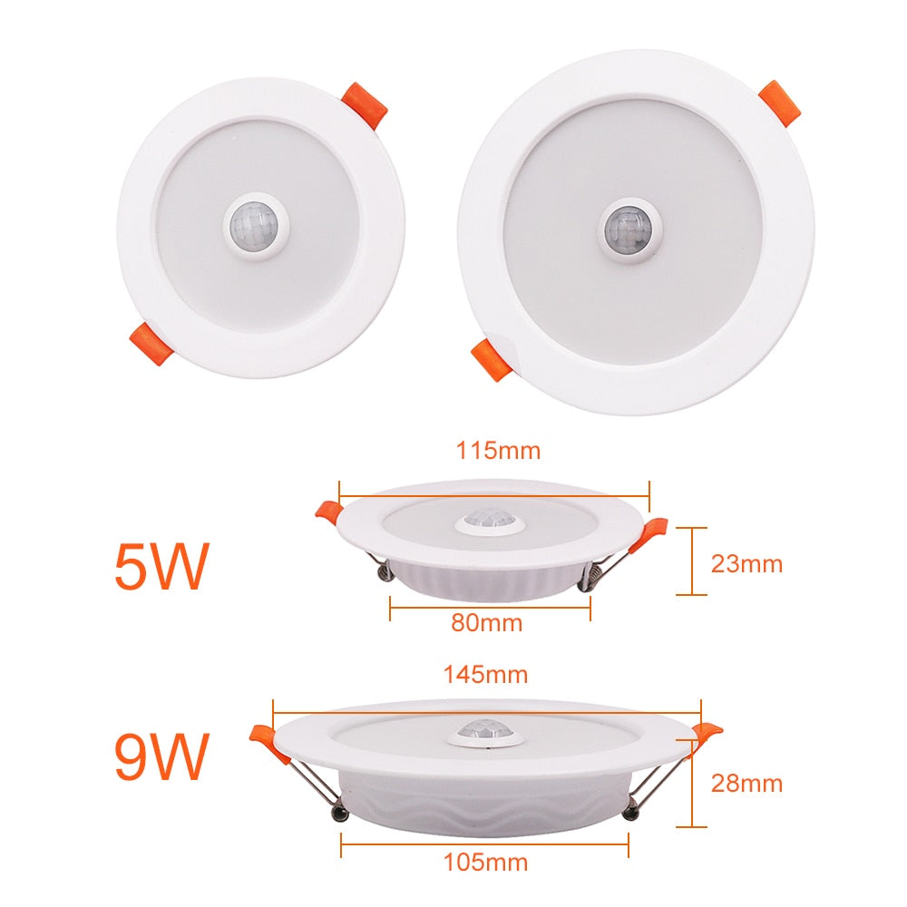 PIR Motion Sensor LED Downlight 220V Voice Control LED Recessed Ceiling Light 3W 5W 9W 18W Radar Induction Round Spotlight Decor