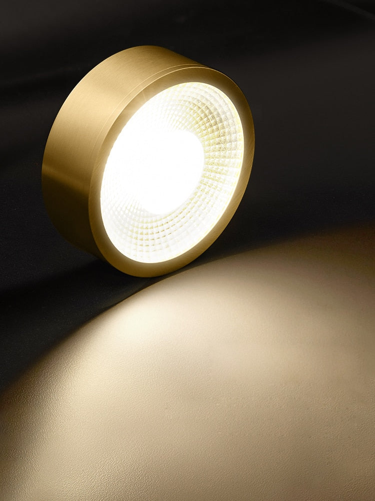 MOONSHADOW Full Copper Led Downlights Ultra-thin Surface Mounted Downlight Nordic Ceiling Porch Corridor Aisle Light 220V