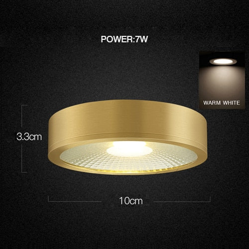 MOONSHADOW Full Copper Led Downlights Ultra-thin Surface Mounted Downlight Nordic Ceiling Porch Corridor Aisle Light 220V