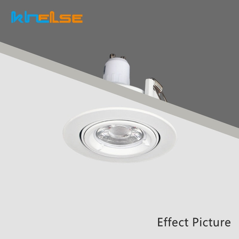 Round LED Recessed Ceiling Downlight Adjustable Mounted Frame Bracket MR16 GU10 Lamp Holder Socket Fitting Spot Lighting Fixture