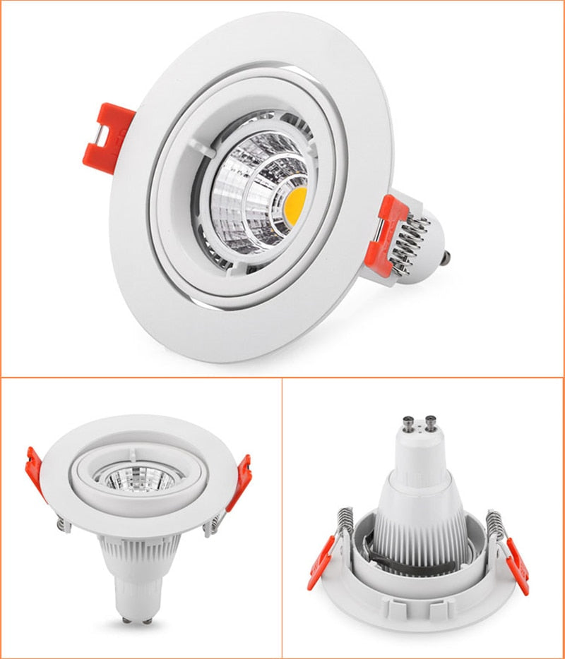 Round LED Recessed Ceiling Downlight Adjustable Mounted Frame Bracket MR16 GU10 Lamp Holder Socket Fitting Spot Lighting Fixture