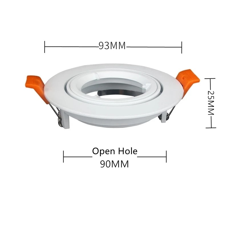Round LED Recessed Ceiling Downlight Adjustable Mounted Frame Bracket MR16 GU10 Lamp Holder Socket Fitting Spot Lighting Fixture