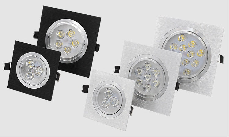 LED Down Light Square 9W 12W 15W 21W Led Dimmable Downlight Recessed Led Ceiling Down Light Lamp Indoor AC85-265V Driver