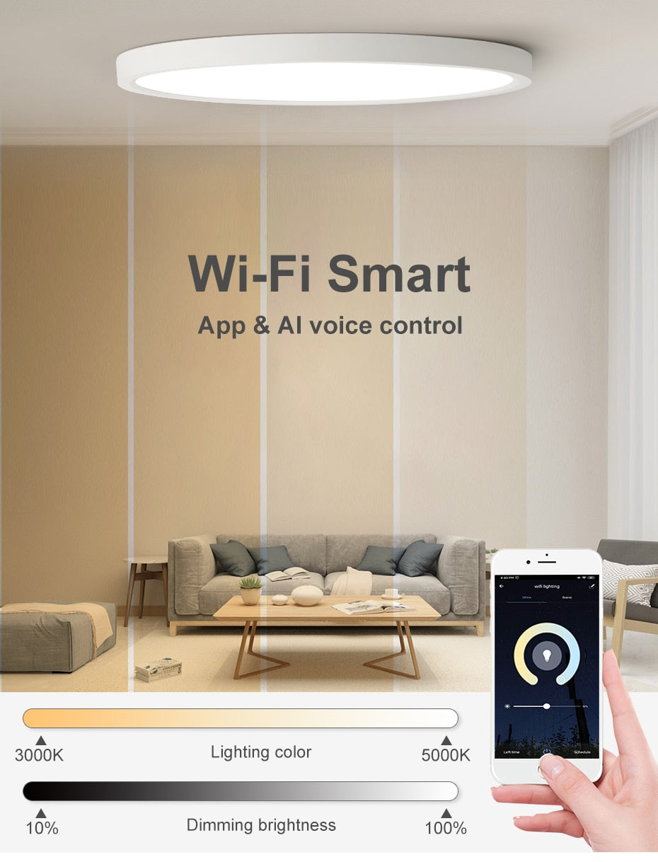 Modern LED Smart Ceiling Light Dimmable Home Lighing WiFi Tuya App AI Voice Control Ultrathin Surface Mounting Ceiling Lamp