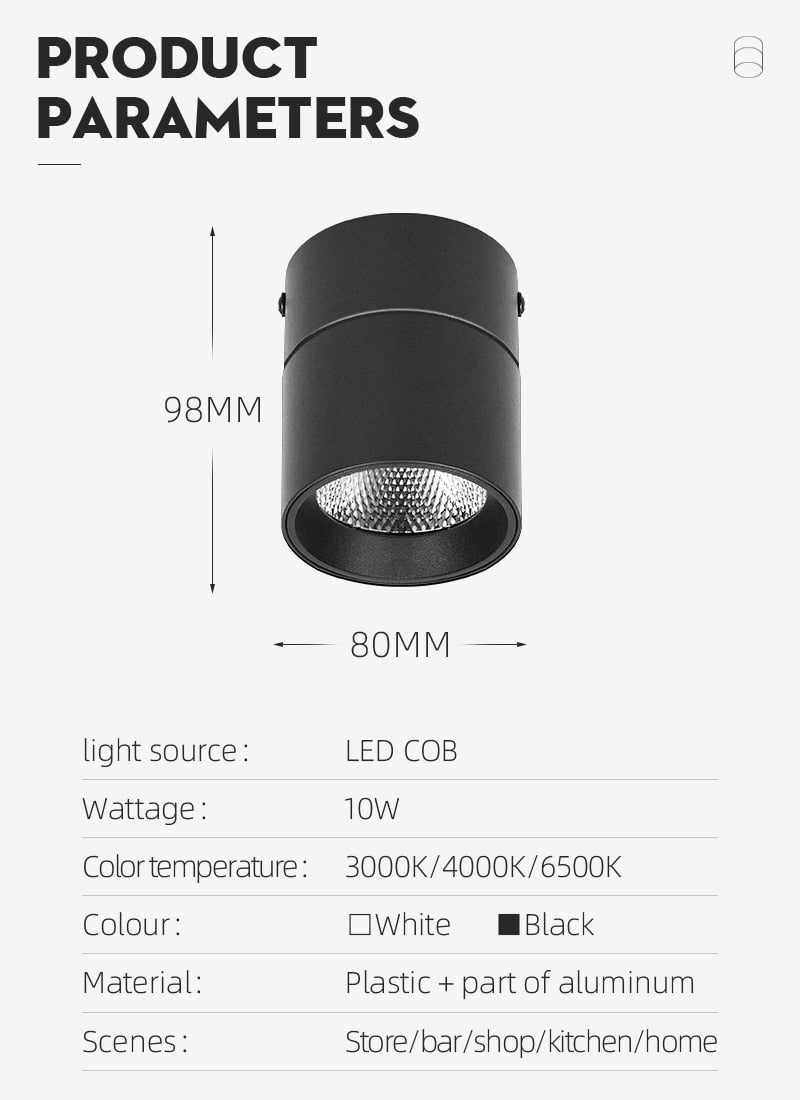 Surface Mounted Led Downlight Led Spot Light 220V 10/15/25W 110V Round Downlights Spot Led encastrable Lighting Fixture for Home