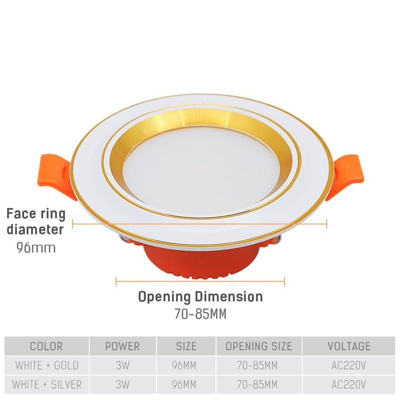 Led Downlights 5W Led Ceiling Light Recessed Down Light Round Led Panel Light LED Spot Light Indoor Lighting Night light 3 color