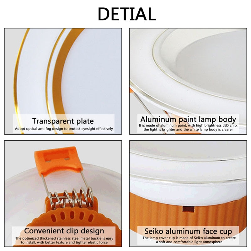 Led Downlights 5W Led Ceiling Light Recessed Down Light Round Led Panel Light LED Spot Light Indoor Lighting Night light 3 color