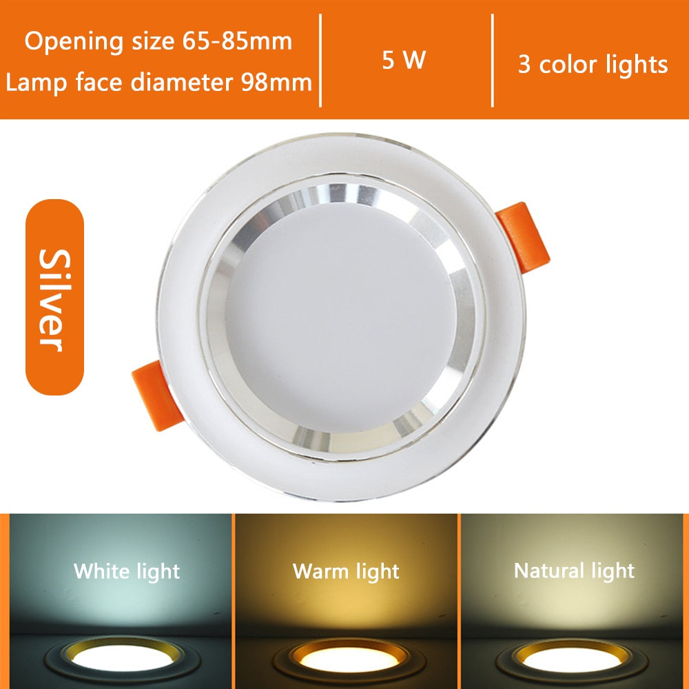 Led Downlights 5W Led Ceiling Light Recessed Down Light Round Led Panel Light LED Spot Light Indoor Lighting Night light 3 color