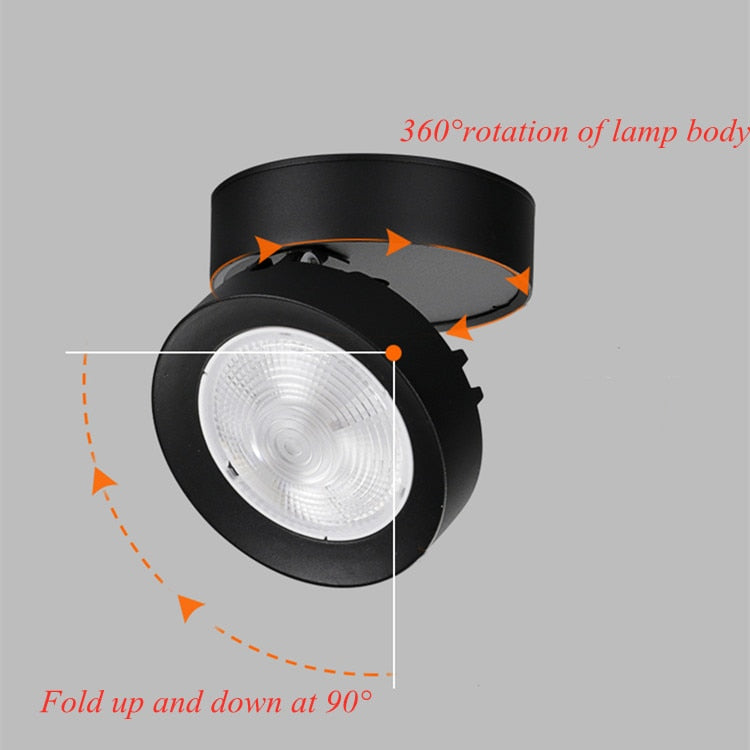 Round shape 360 Adjustable Angle Led Cob Downlight Black/White 7w 9W 12W 15w Led Ceiling Spot Light Pic Background Spotlights