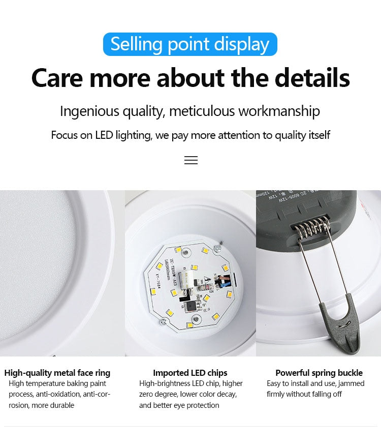 Downlight Led Recessed Ceiling Light Barrel Light Round Bulb Lamp 5W 9W 12W 18W Living Room Opening Light Indoor Luminaire IP65