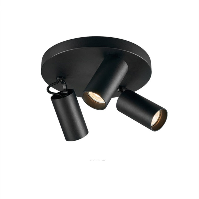 Dimmable creative three-head spotlight 7W/12W round led ceiling home living room surface mounted cob spotlight downlight