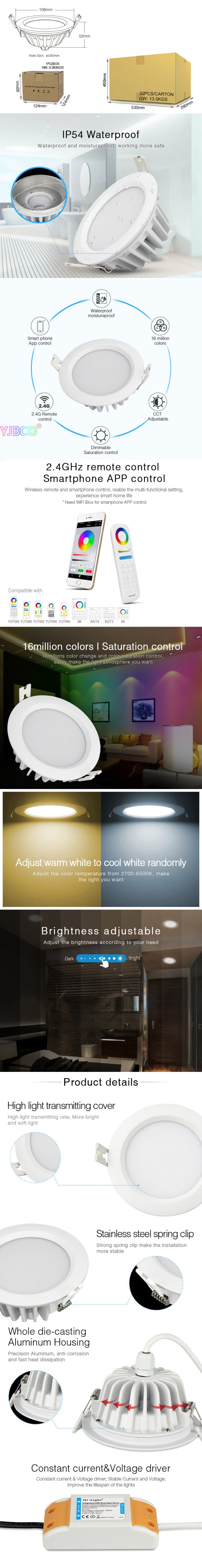 Miboxer 6W/9W/12W/15W/18W RGB+CCT LED Downlight Dimmable LED Ceiling Spotlight AC110V 220V FUT062/FUT063/FUT066/FUT068/FUT069
