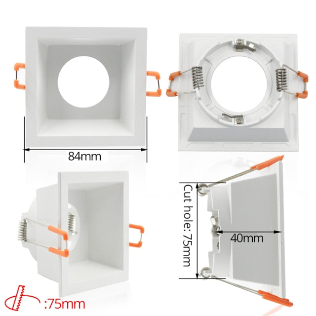 LEDIARY LED Spot Downlight Fitting GU10 Matte White 90-260V Ceiling Recessed Lamp 75mm 90mm Cut Hole Bulb Replaceable Downlights