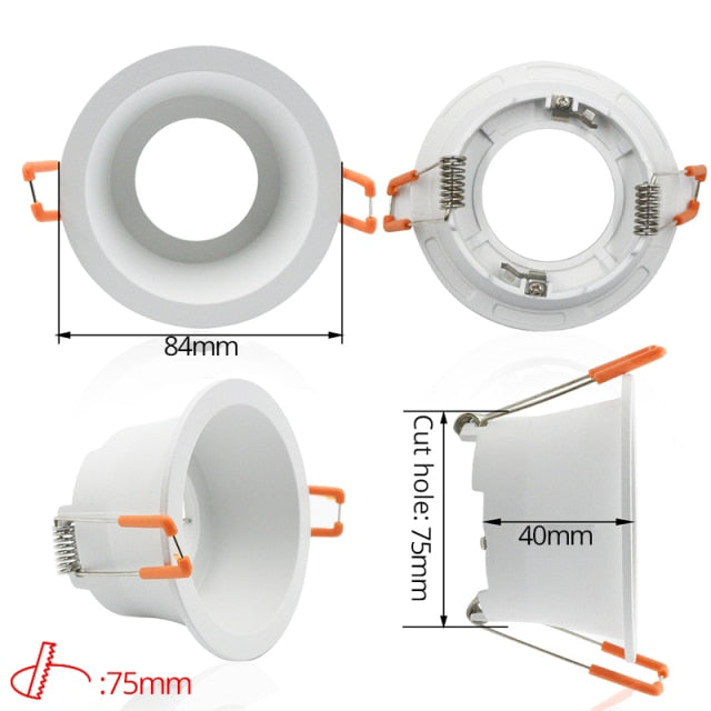 LEDIARY LED Spot Downlight Fitting GU10 Matte White 90-260V Ceiling Recessed Lamp 75mm 90mm Cut Hole Bulb Replaceable Downlights
